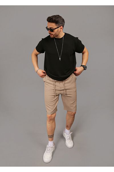 EydaMoon Men's Lycra Elastic Waist Buttoned Back Pocket Zippered Jogger Bermuda & Shorts