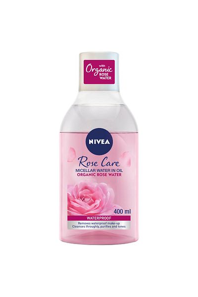 NIVEA مزيل مكياج الوجه ميسيلار بماء الورد العضوي، مناسب لجميع أنواع البشرة، 400 مل