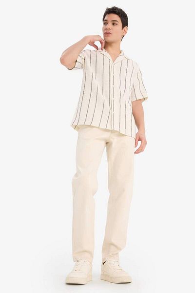 DeFacto New Season Regular Fit Apache Collar Summer Striped Short Sleeve Shirt