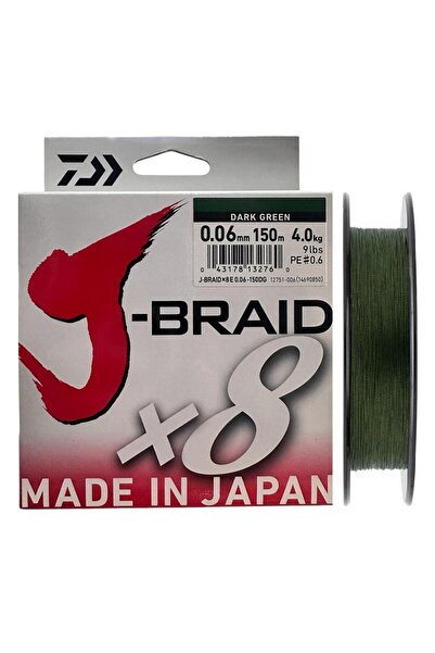 daiwa J-Braid 8X Dark Green 150 mt 0.06 mm İp Misina