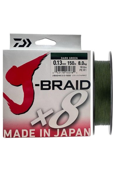daiwa J-Braid 8X Dark Green 150 mt 0.13 mm İp Misina