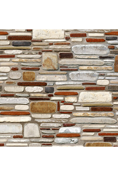 Golden Antik Taş Desenli Duvar Kağıdı Çok Renkli 52 cm x 10 m