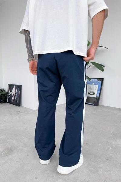 HAFKAGİYİM Μπλε Navy Forget Embroidery Λεπτομέρεια Χαραγμένη φαρδιά αθλητική φόρμα