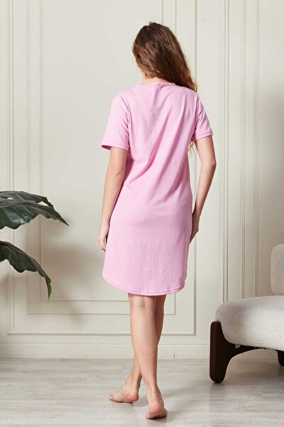 sevateks Tunică Relax Mold Cămașă de noapte Îmbrăcăminte pentru acasă Imprimată în față, Fusta Ovală, Tricou lung