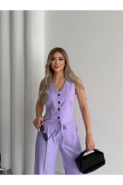 HOEK Women's Lilac Laced Women's Vest Pants Set