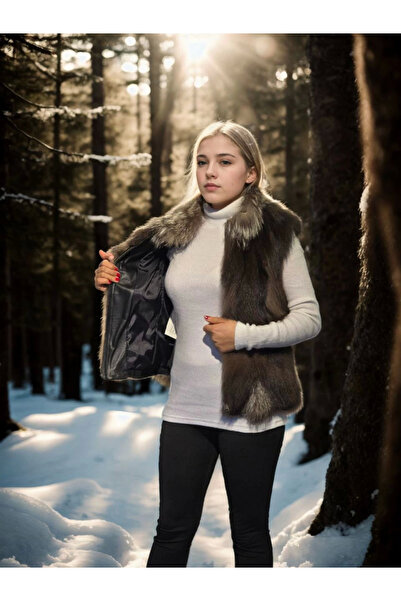 velmorafashion Velmora Premium Kolsuz Fermuarlı Yelek - Kahve -VLMR