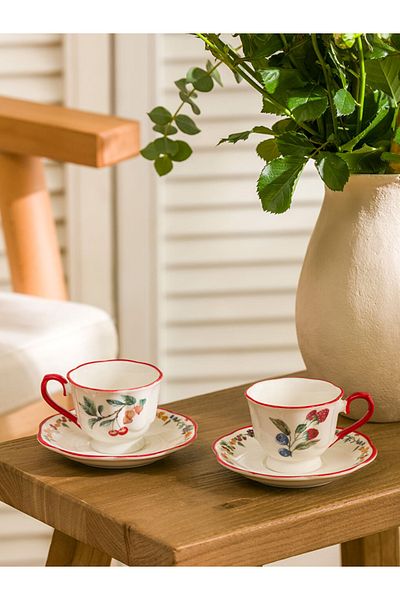 LC Waikiki Blueberry, Blackberry and Cherry Patterned Porcelain Coffee Cup Set for 2 Persons 90 ml