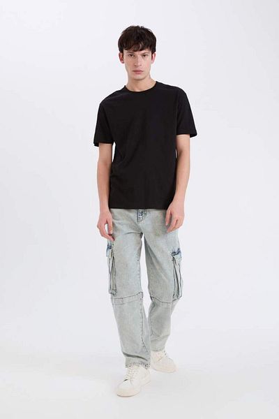 DeFacto New Season 100% Cotton Regular Fit Crew Neck Short Sleeve Heavy Fabric T-Shirt