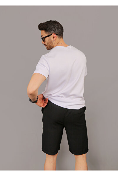 EydaMoon Men's Lycra Elastic Waist Buttoned Back Pocket Zippered Jogger Bermuda & Shorts