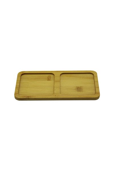 Findit Rectangular - 2 Compartments - 10X19.5Cm Wood Bamboo Oil Bowl Base-Findit