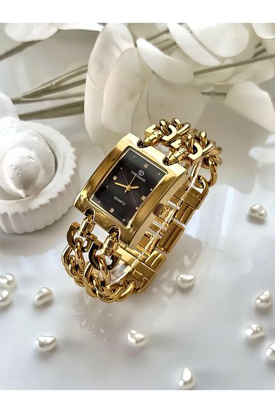 Forsining Black Double Chain - Gold Colored Women's Wristwatch
