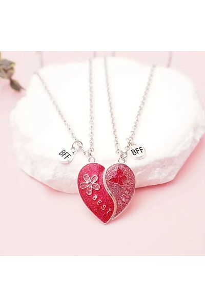 Yıldız Accessory 2 Sets Bff Necklaces - Heart Chain and Spearless Adjustable Chain