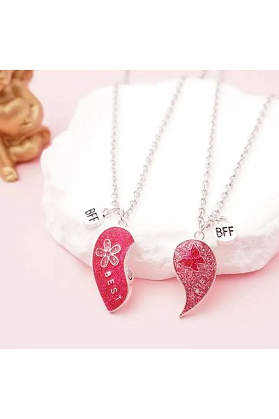Yıldız Accessory 2 Sets Bff Necklaces - Heart Chain and Spearless Adjustable Chain