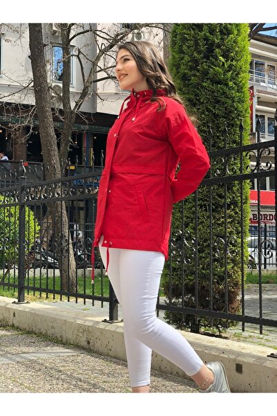 dörtelle Women's Red Zipper Closure Windbreaker Coat