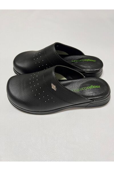 Magia Comfort Μαύρες Ορθοπεδικές Παντόφλες Sabo Doctor Nurse Cook