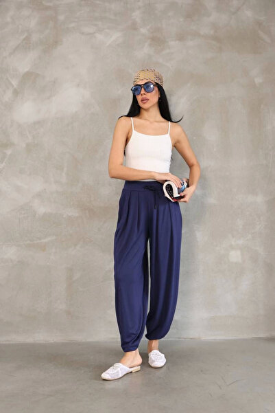 velmorafashion Velmora Soft Textured Fabric Shalwar Pantalon - Navy Blue -