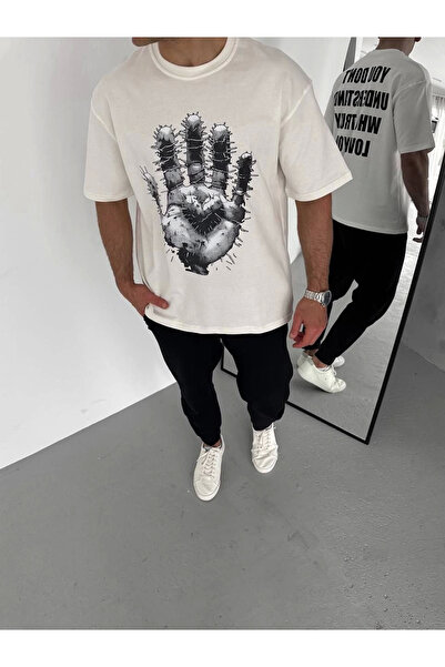 FREEDOM STOREE Μπλουζάκι Velmora Crew Neck με τύπωμα oversized - Λευκό -