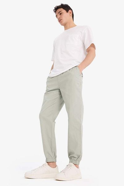 DeFacto 100% βαμβακερό Jogger Slim Fit Slim Fit Lace Up Παντελόνι Gabardine D8607ax25sp