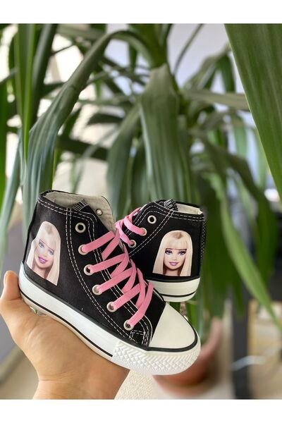 STARYOU STORE Black Long Ankle Barbe Printed Casual Sports Shoes Sneaker