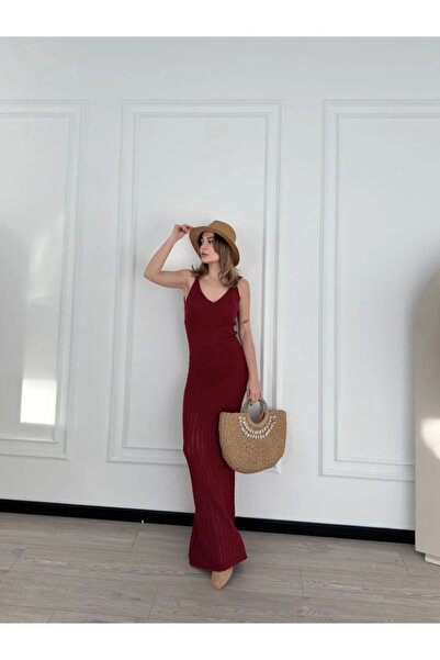 velmorafashion Velmora Long Knit Dress - Burgundy -