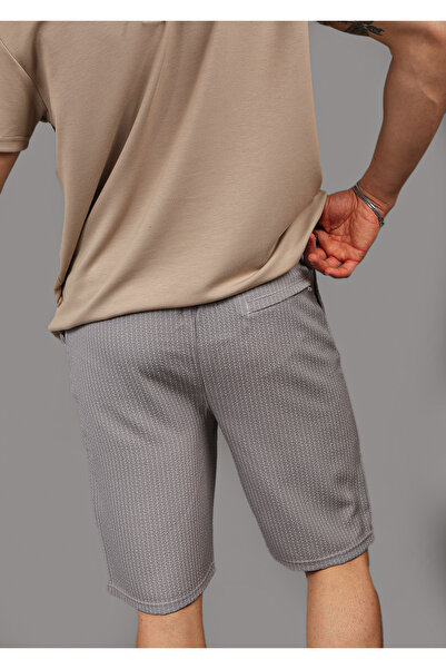 EydaMoon Ανδρικό ριγέ ελαστικό σορτς Jogger με ελαστική μέση με κουμπιά πίσω τσέπη με φερμουάρ Capri