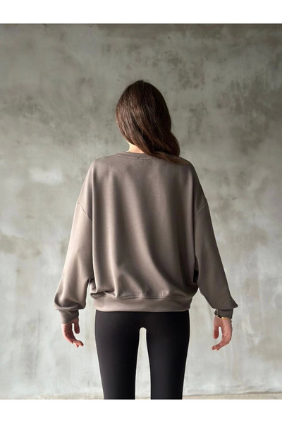 Weahus CO Osy Modal Soft Textured Fabric Crew Neck Oversize Sweatshirt - Gray