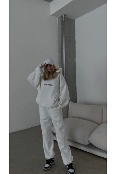 velmorafashion Velmora Embroidered Three Thread Sweat Suit - White -