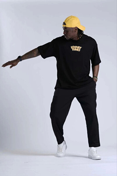 FREEDOM STOREE Velmora guler rotund cu imprimeu supradimensionat tricou - Neg...