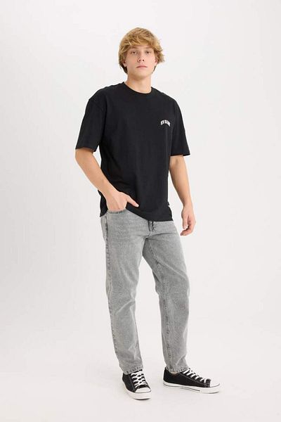 DeFacto Νέα σεζόν Boxy Fit Crew Neck εμπριμέ κοντομάνικο μπλουζάκι