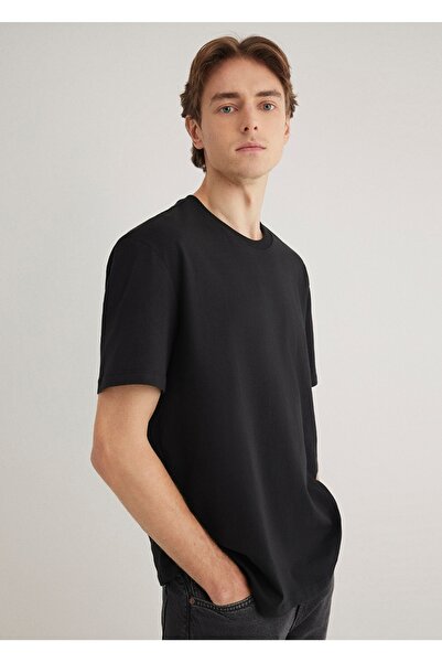 Mavi basic bol rahat kalıp erkek t-shirt