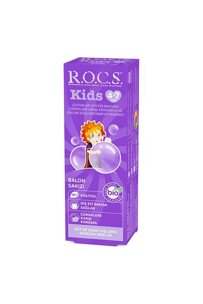 R.O.C.S. Fluoride-Free Toothpaste Balloon Gum Enhanced for 3-7-Year-Old Babies Taste 45g