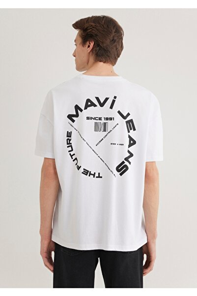 Mavi Джинсовий оверсайз чоловічий футболка з принтом на спині