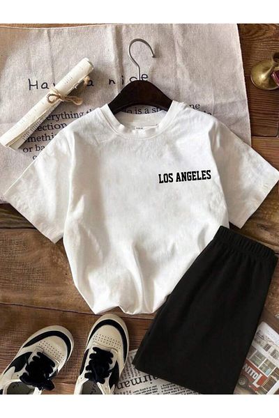 vinraus Girl/Boy Shepherd Group White-Black Los Angeles Shorts-Tshirt Set