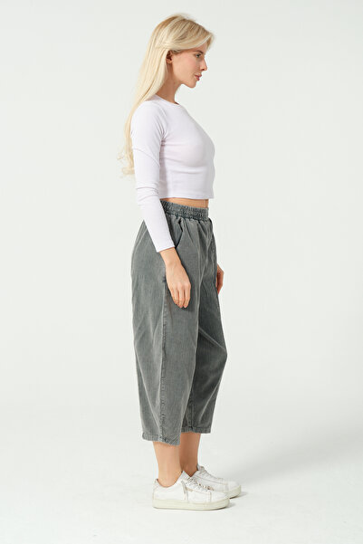 S-Ponder Women's Ankle Length High Waist Elastic Relaxed Cut Cotton Trousers