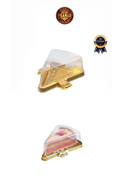 figanlar ambalaj Gold Gold Triangle Slice Cake Container 10 Pieces Plastic Dessert Container Cheesecake Container with Lid