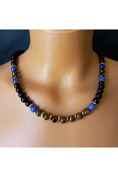 Asteria Elite Onyx Tiger Eye Ceyt Power, Courage and Peace Necklace Bracelet Set