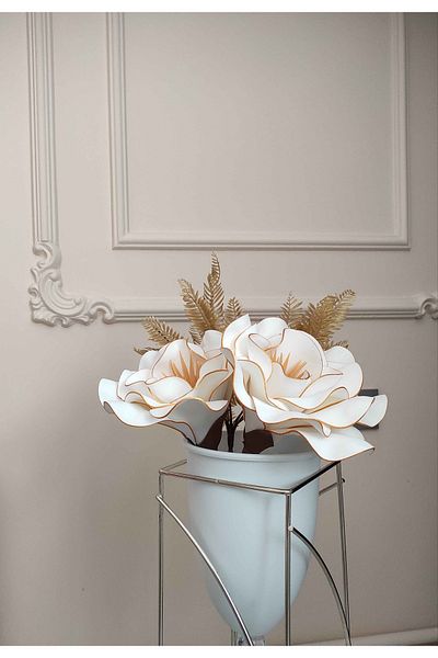baskıtek 2 τεμάχια Latex White Eva Flower, Σετ χρυσός ανεμιστήρας