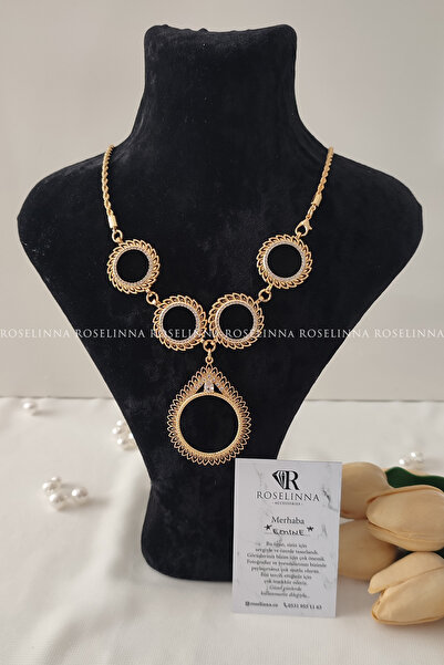 ROSELİNNA 4 Çeyrek 1 Tam Altınlı Çelik Zincirli Kolye, Çeyrek Altınlı Kolye, ...