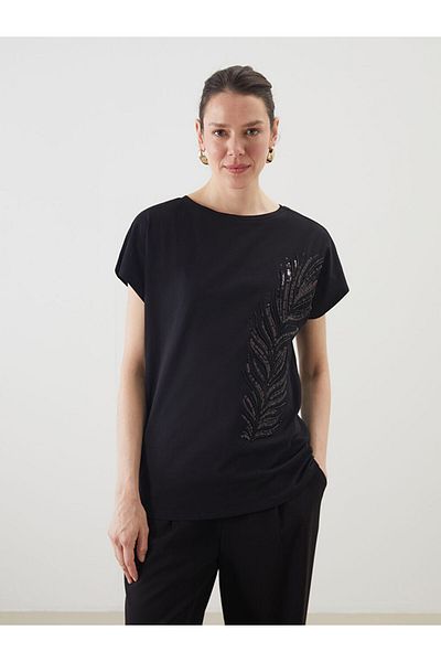 LC Waikiki Tricou de damă cu paiete brodate cu paiete