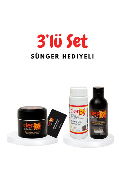 AYMAGNET 3’lü Set - Derby Deri Tamir Macunu, Special Deri Boyası ve Cilası - ...