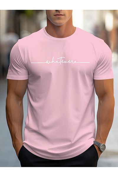 Let's Wear 100% βαμβακερό ανδρικό μπλουζάκι με κοντό μανίκι με στάμπα με στρογγυλή λαιμόκοψη