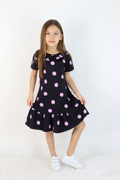 Pijamella Rochie din bumbac pieptănat din lycra cu buline până la genunchi