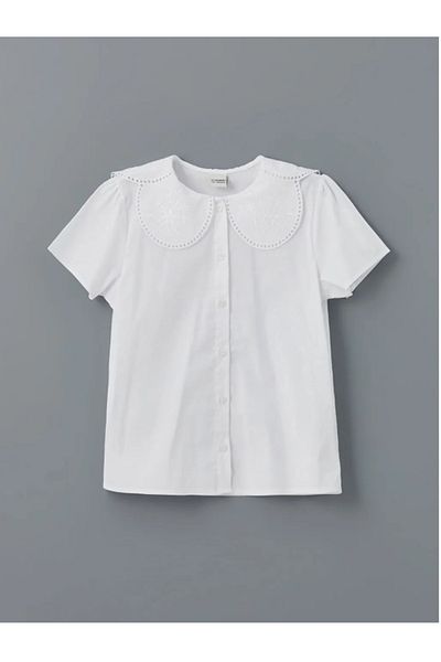 LC Waikiki LCW Kids White Baby Collar Květinová dívčí košile