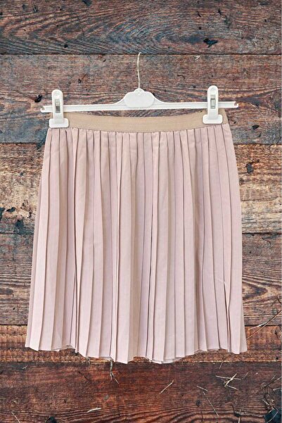 Puane Women's Pleated Lengthening Top Wear Elastic Waist Underwear Shirt Skirt Beige 40002