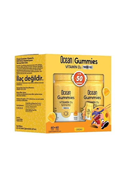 Orzax Ocean Gummies Vitamin D3 60 Chewable Tablets 2 Pieces