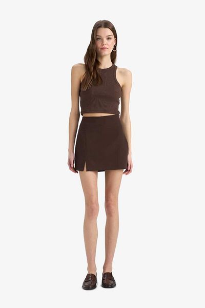 DeFacto New Season High Waist Slit Mini Skirt
