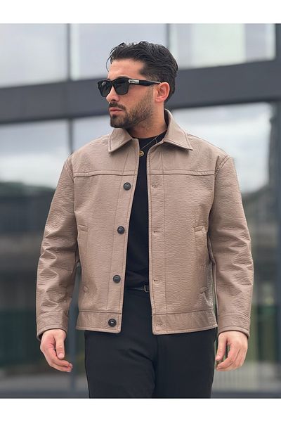 MİS MODA Men's Soft Leather Spring Jacket