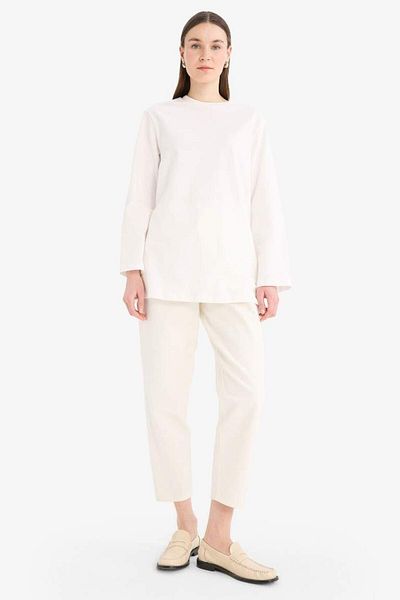 DeFacto Regular Fit Crew Neck Basic Plain Long Sleeve T-Shirt Tunic D4897Ax25Sm