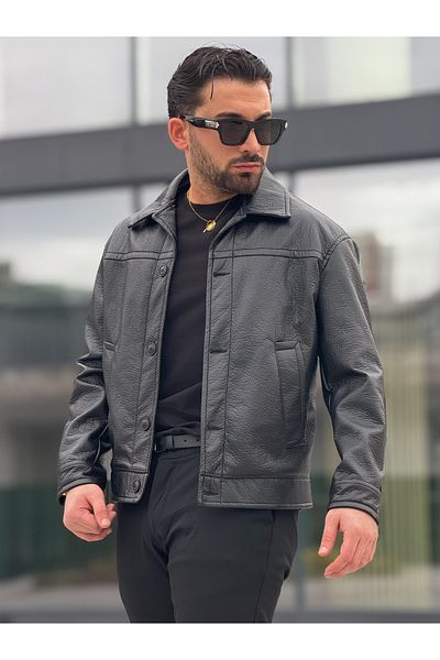 MİS MODA Men's Soft Leather Spring Jacket