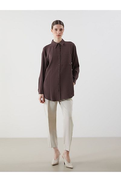 LC Waikiki Γυναικείο πουκάμισο LCW Modest Textured Oversize Crinkle
